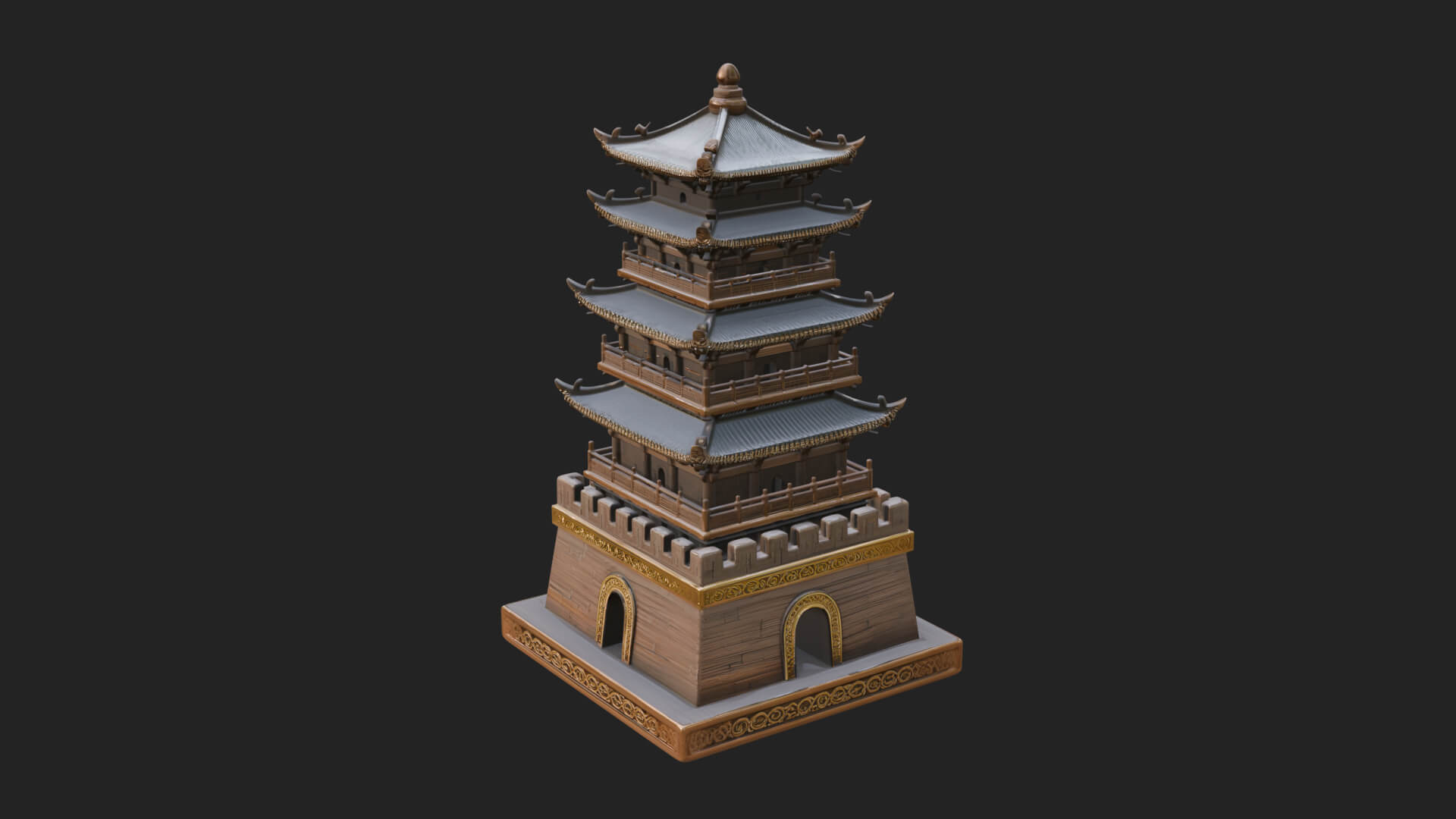 Tiered Pagoda Hall Temple Design 34 3D Print Model 3D Model