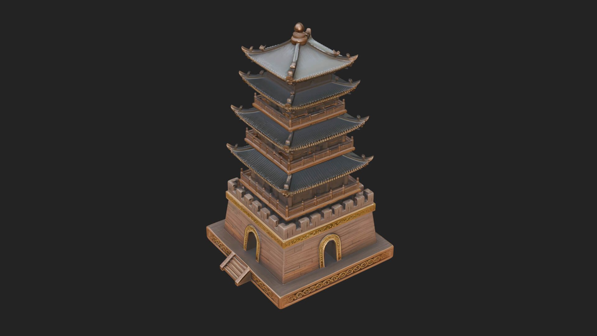 Tiered Pagoda Hall Temple Design 34 3D Print Model 3D Model