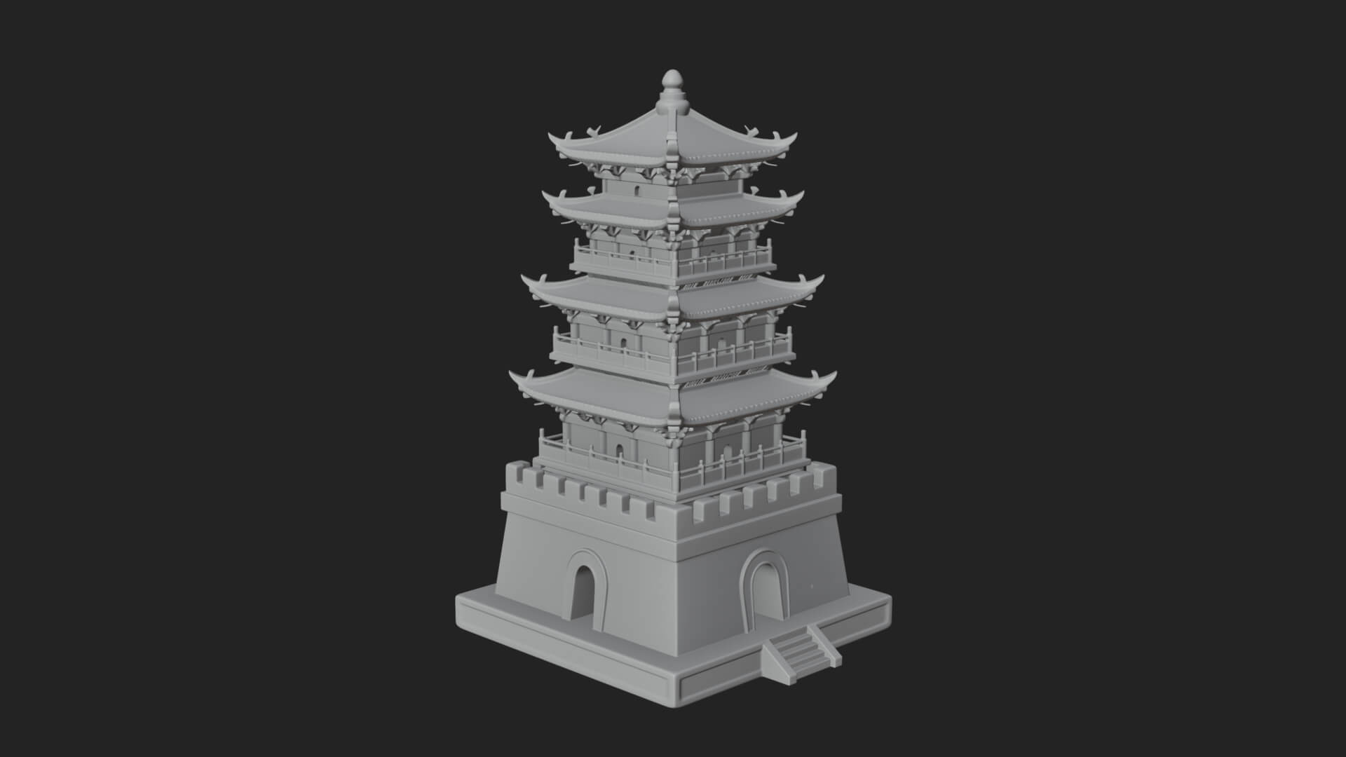 Tiered Pagoda Hall Temple Design 34 3D Print Model 3D Model