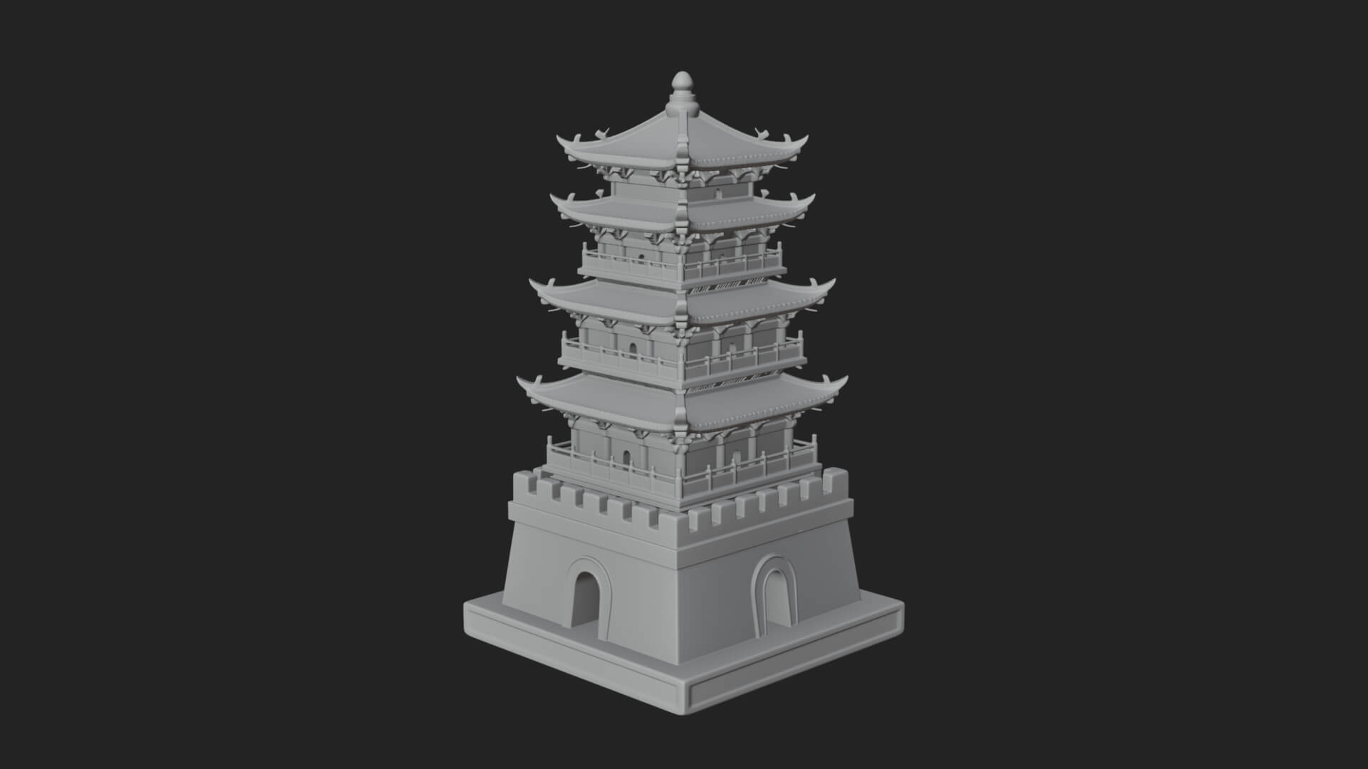 Tiered Pagoda Hall Temple Design 34 3D Print Model 3D Model