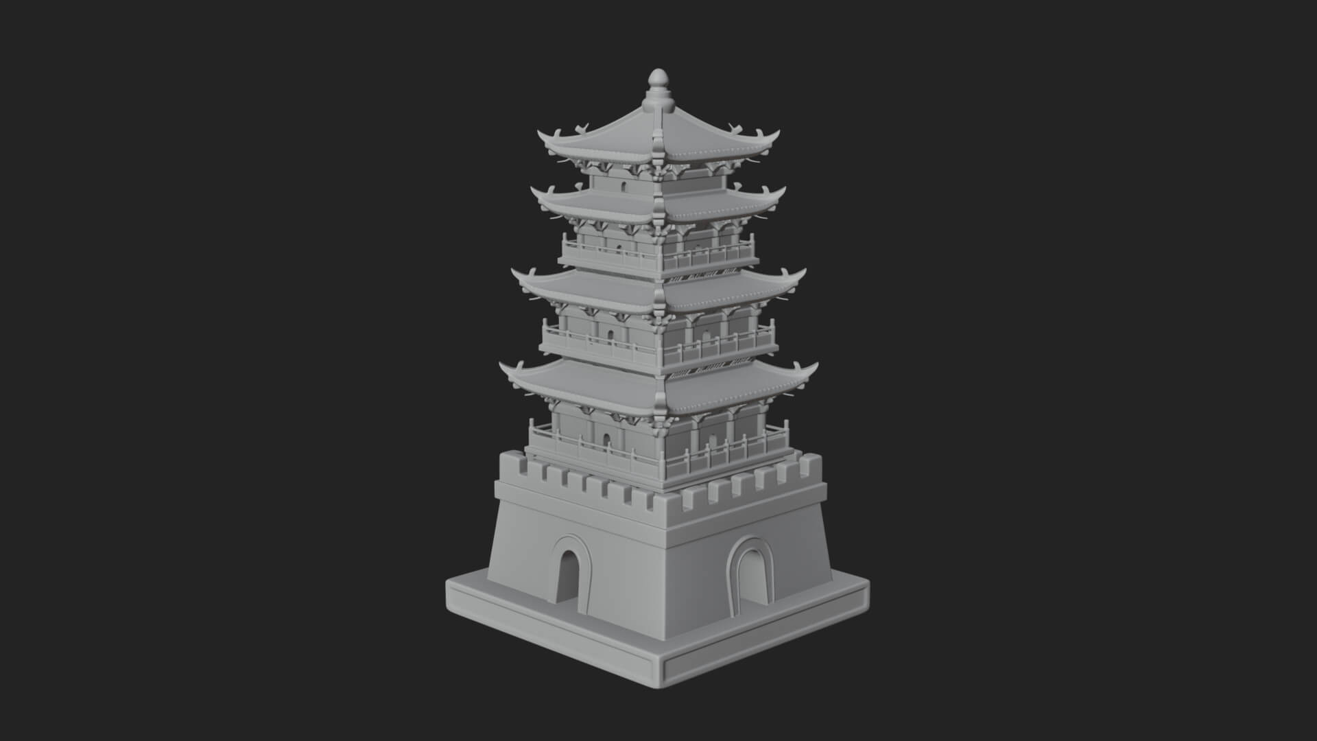 Tiered Pagoda Hall Temple Design 34 3D Print Model 3D Model