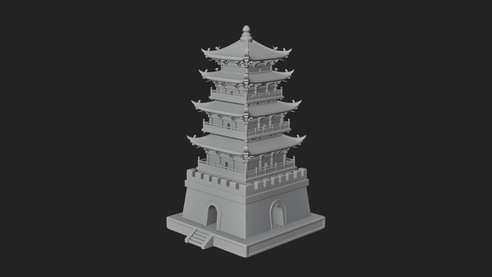 Tiered Pagoda Hall Temple Design 34 3D Print Model 3D Model
