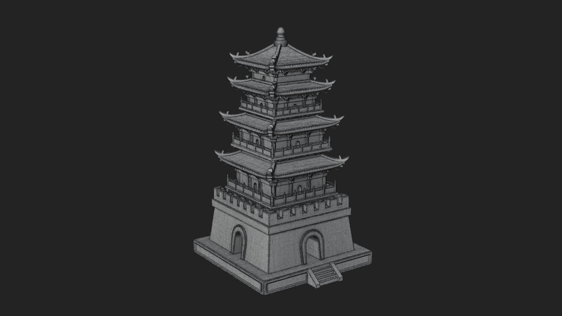 Tiered Pagoda Hall Temple Design 34 3D Print Model 3D Model