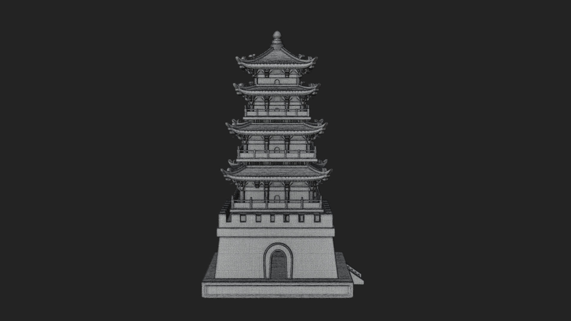 Tiered Pagoda Hall Temple Design 34 3D Print Model 3D Model