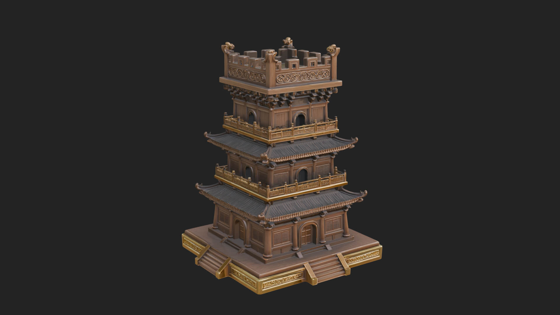 Tiered Pagoda Hall Temple Design 35 3D Print Model 3D Model