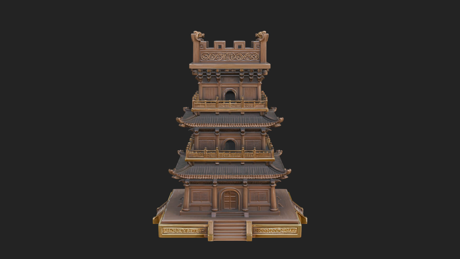Tiered Pagoda Hall Temple Design 35 3D Print Model 3D Model