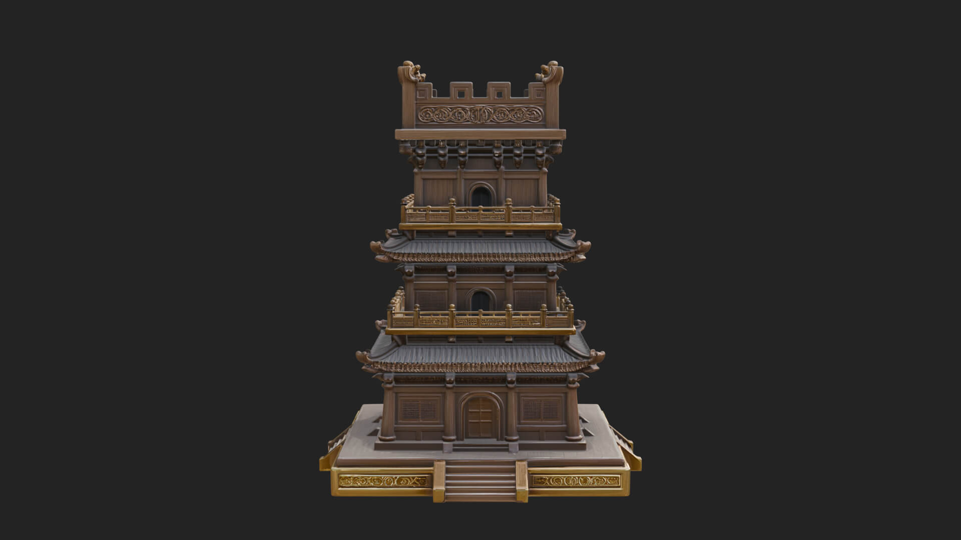 Tiered Pagoda Hall Temple Design 35 3D Print Model 3D Model