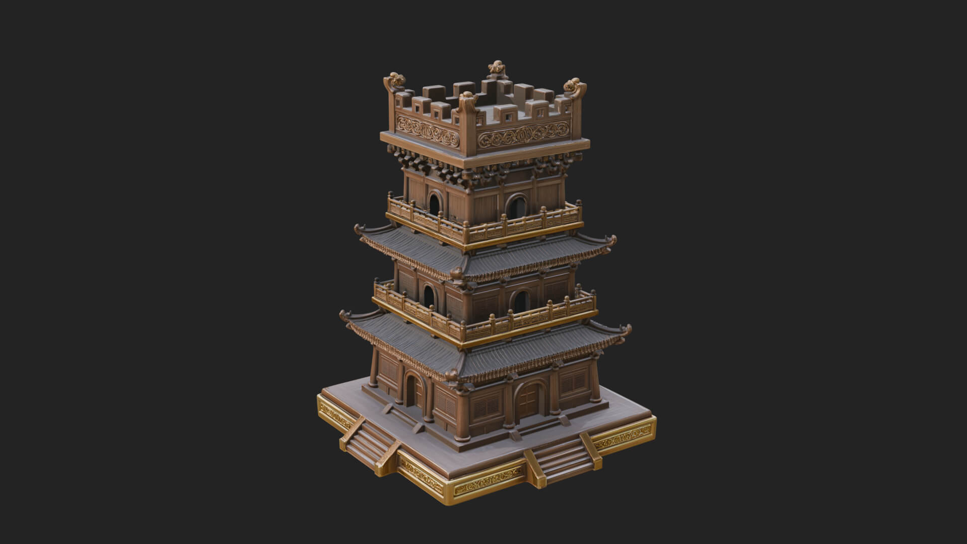 Tiered Pagoda Hall Temple Design 35 3D Print Model 3D Model