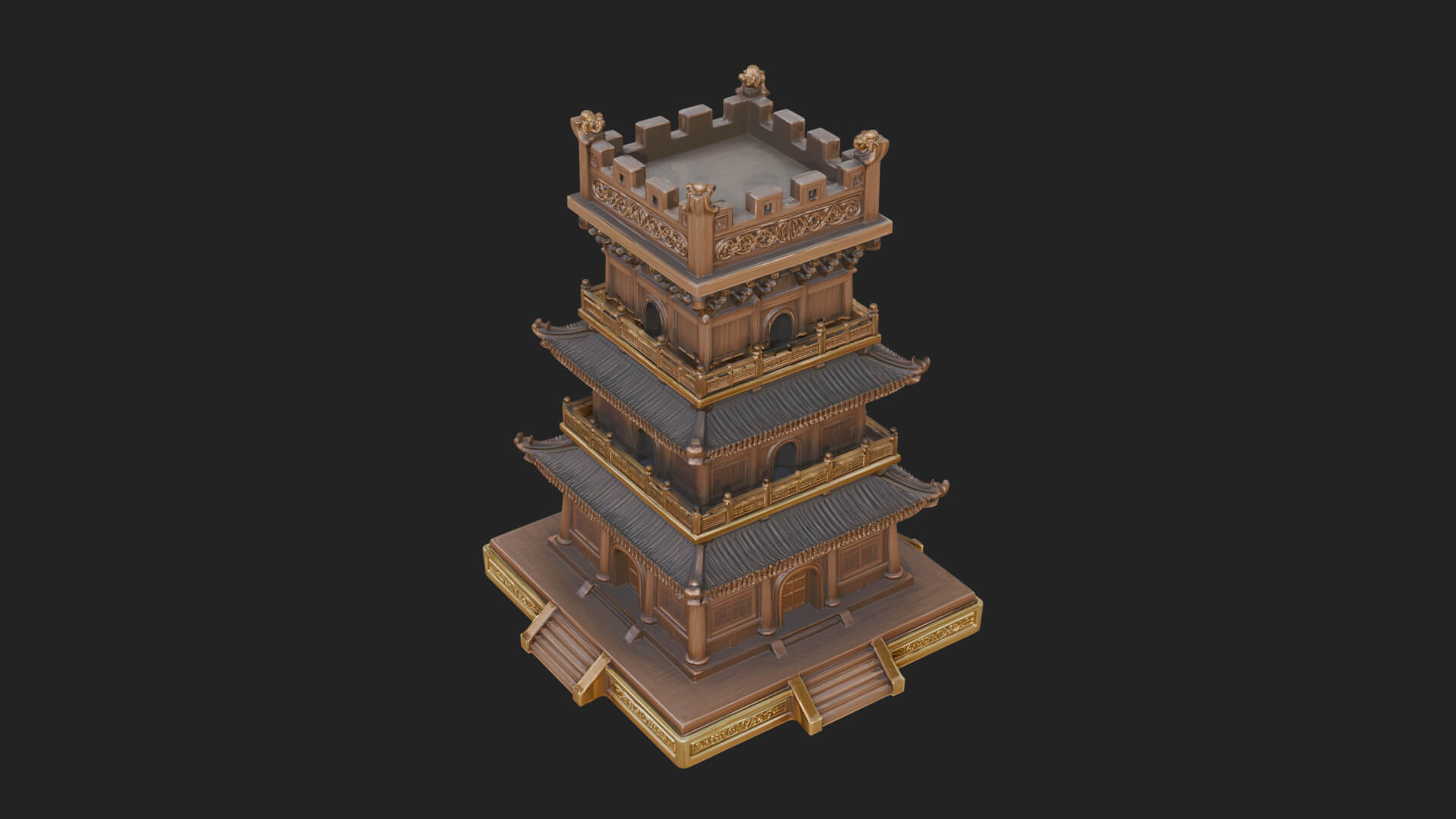 Tiered Pagoda Hall Temple Design 35 3D Print Model 3D Model