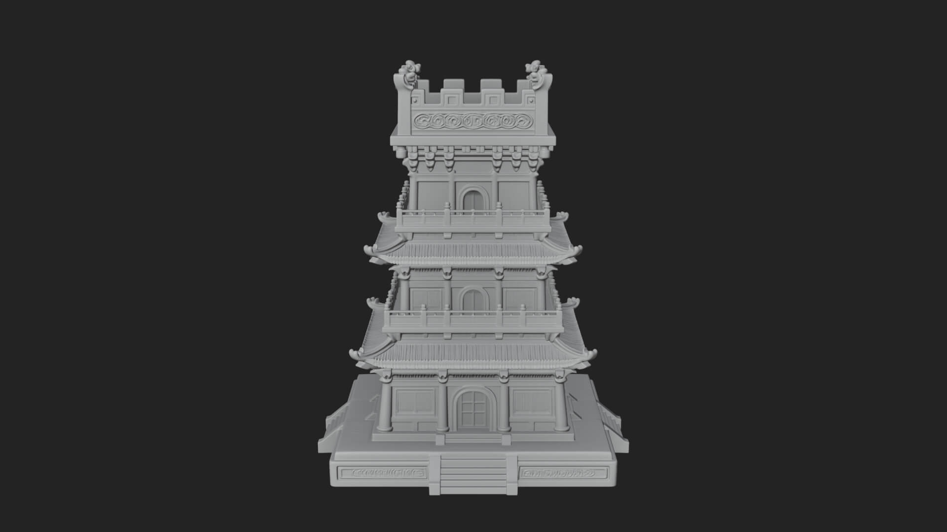 Tiered Pagoda Hall Temple Design 35 3D Print Model 3D Model