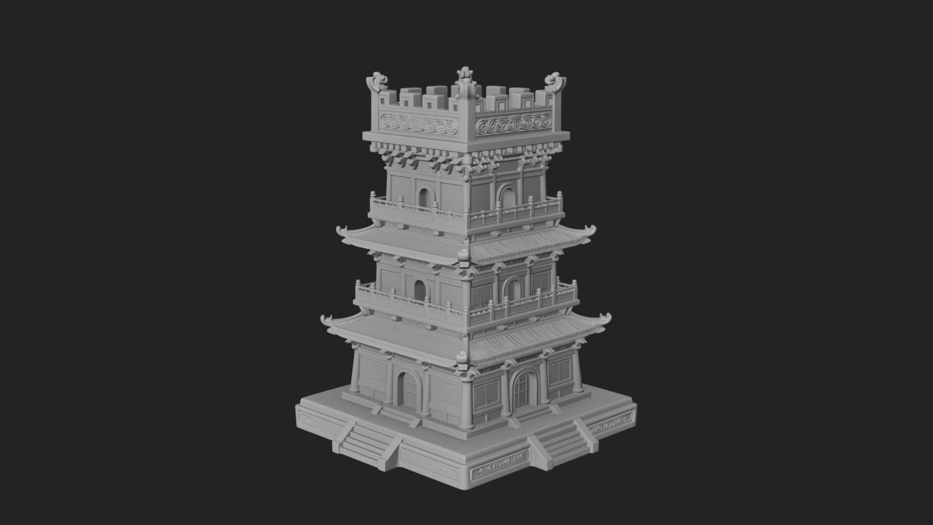 Tiered Pagoda Hall Temple Design 35 3D Print Model 3D Model