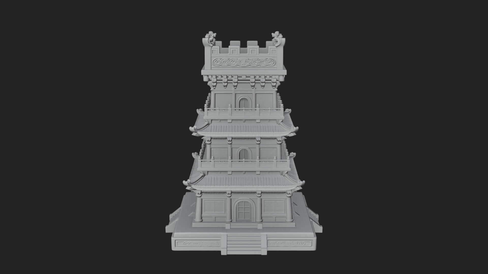 Tiered Pagoda Hall Temple Design 35 3D Print Model 3D Model
