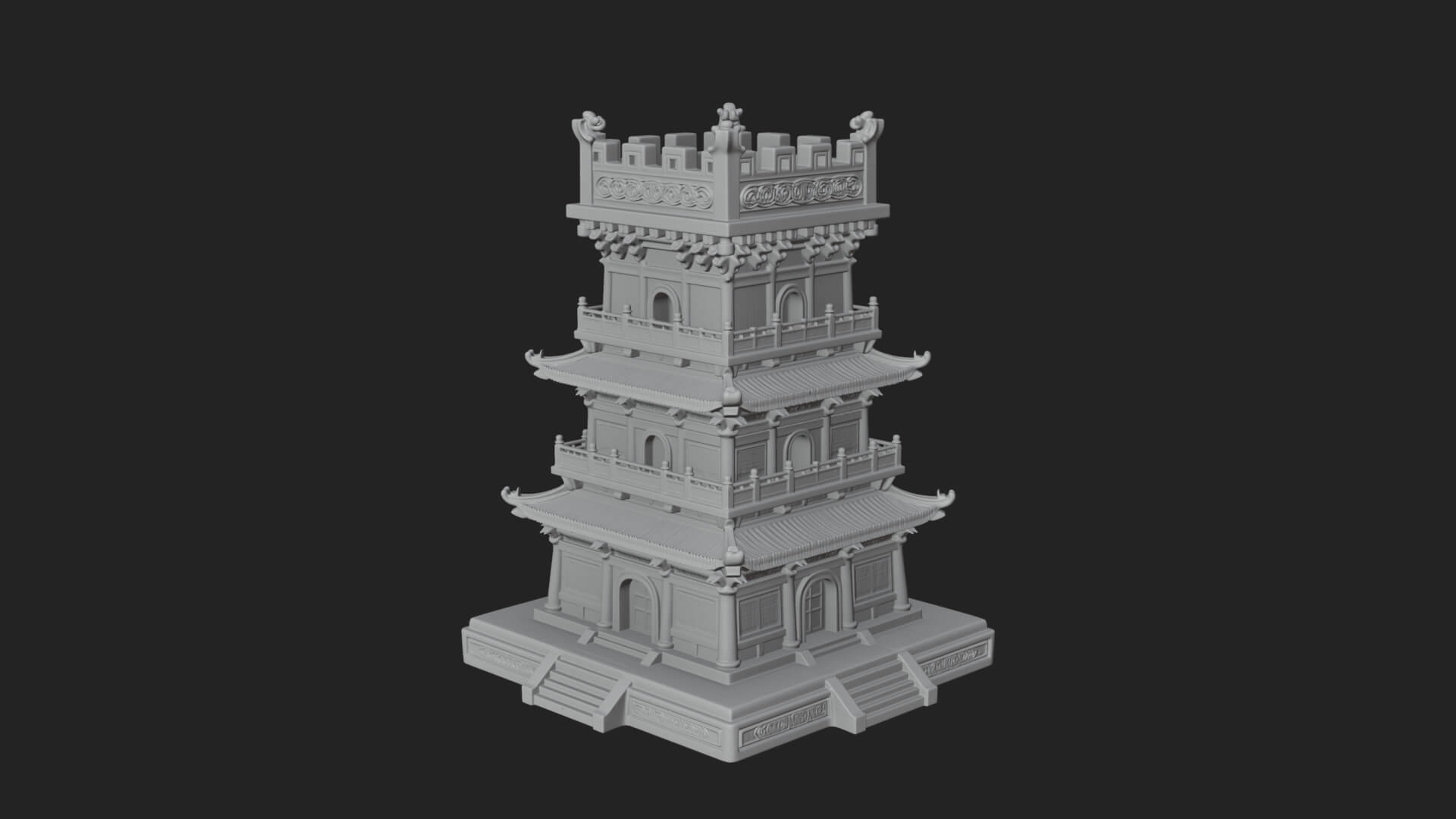 Tiered Pagoda Hall Temple Design 35 3D Print Model 3D Model