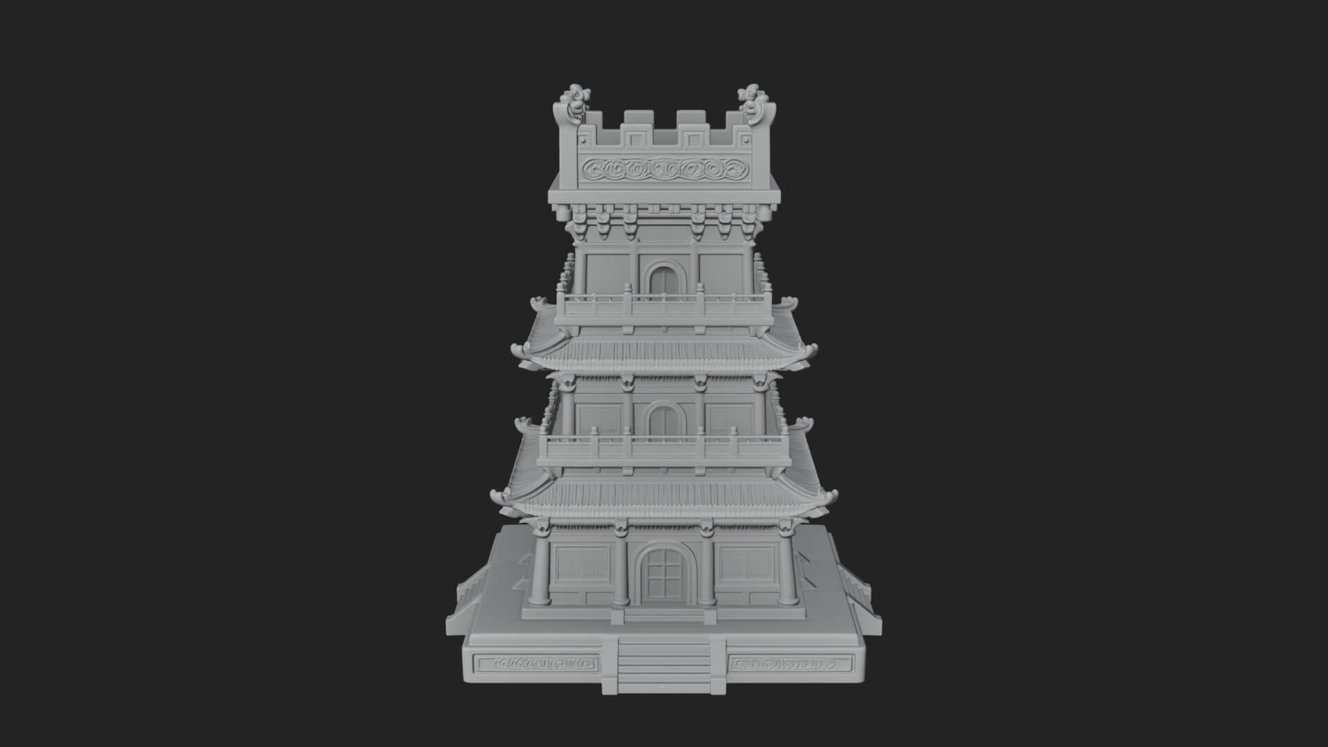 Tiered Pagoda Hall Temple Design 35 3D Print Model 3D Model