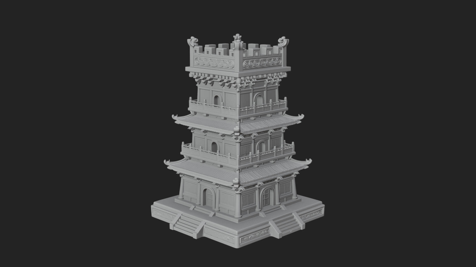 Tiered Pagoda Hall Temple Design 35 3D Print Model 3D Model
