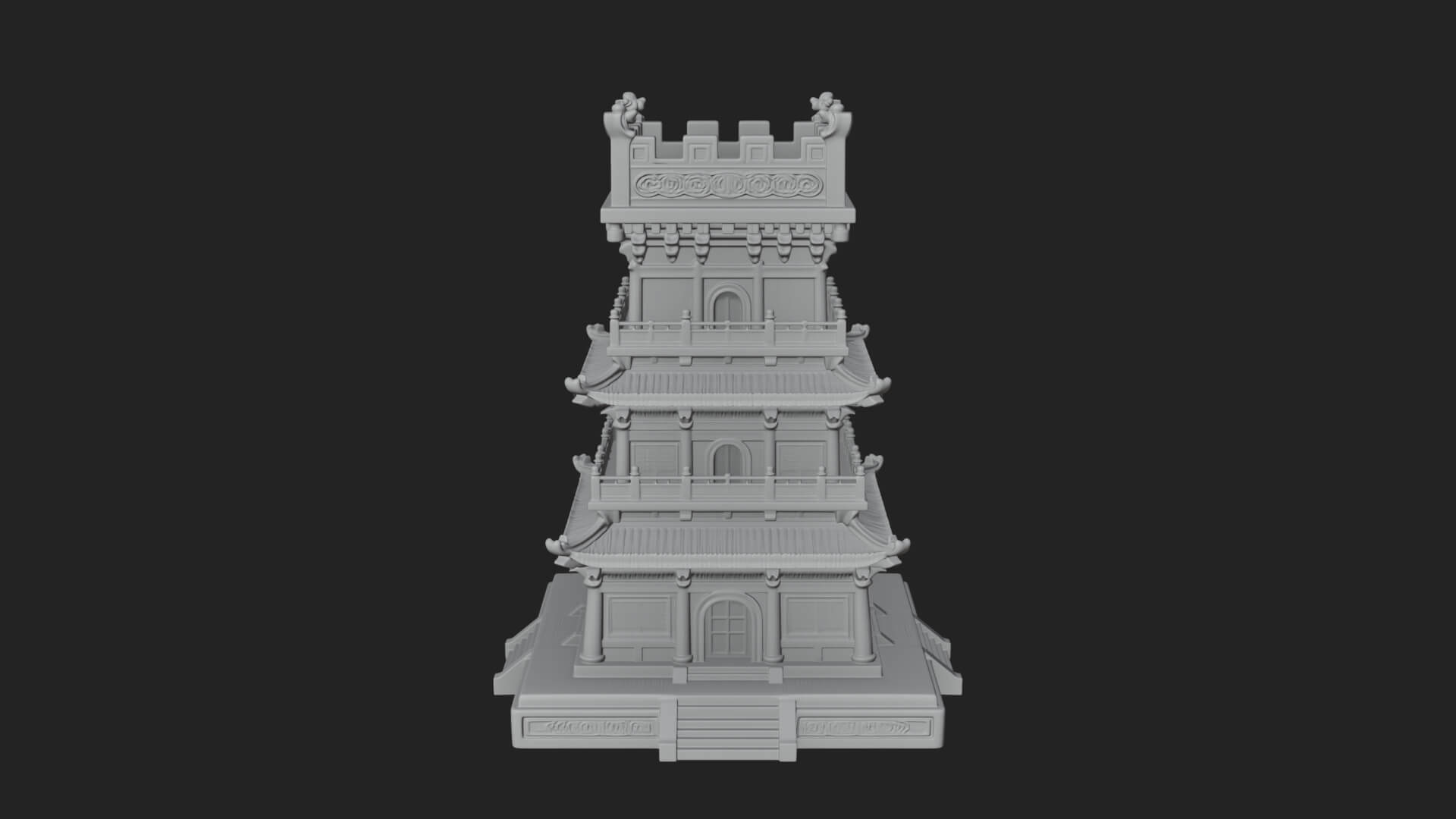 Tiered Pagoda Hall Temple Design 35 3D Print Model 3D Model