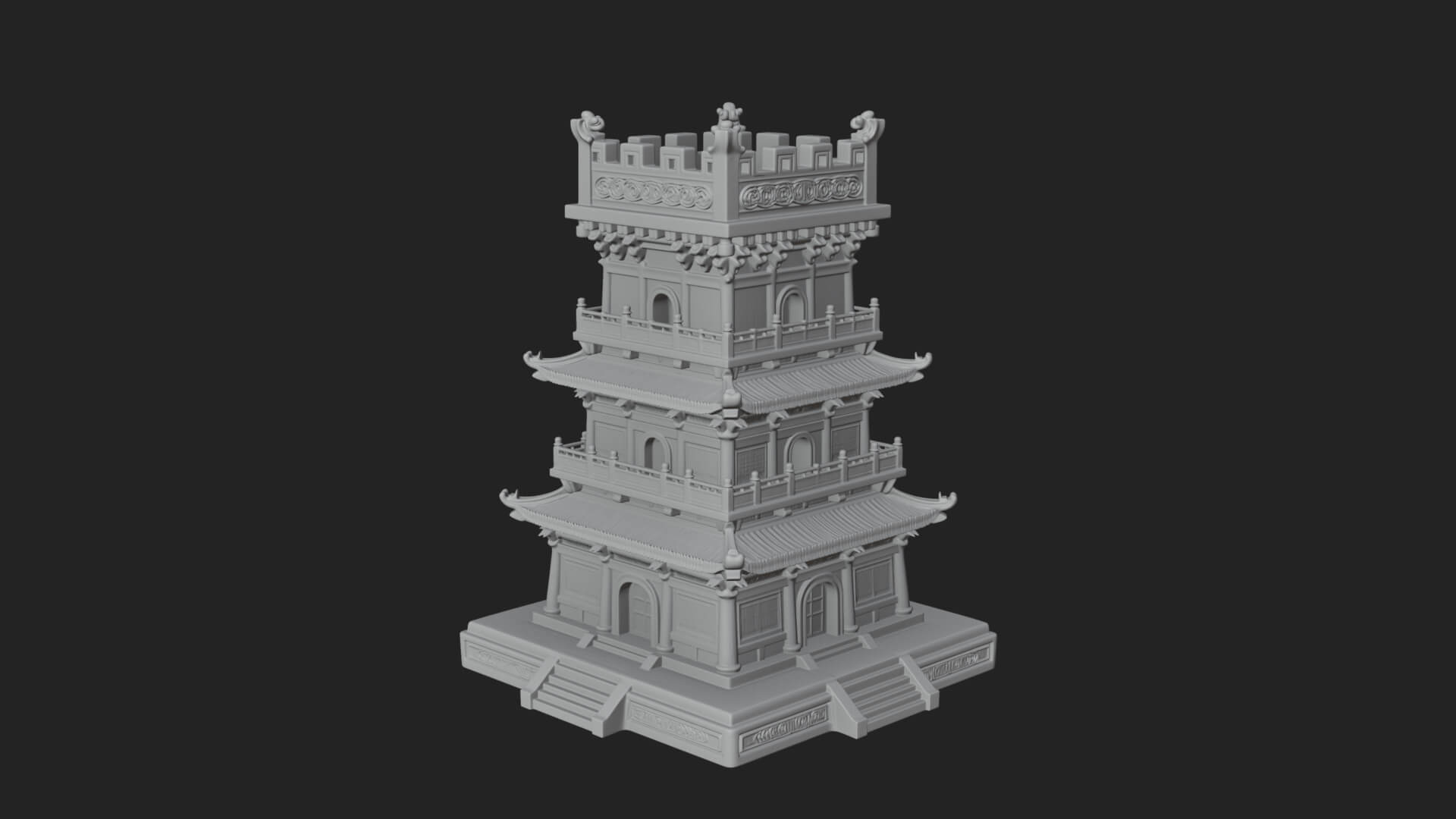 Tiered Pagoda Hall Temple Design 35 3D Print Model 3D Model