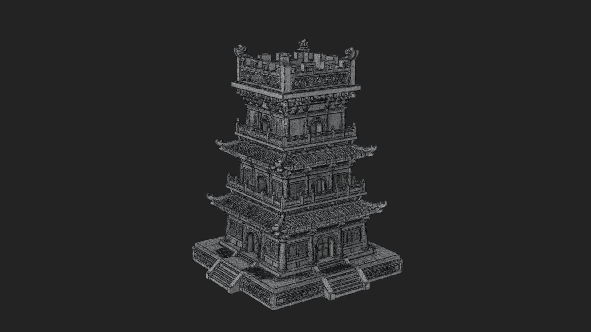 Tiered Pagoda Hall Temple Design 35 3D Print Model 3D Model