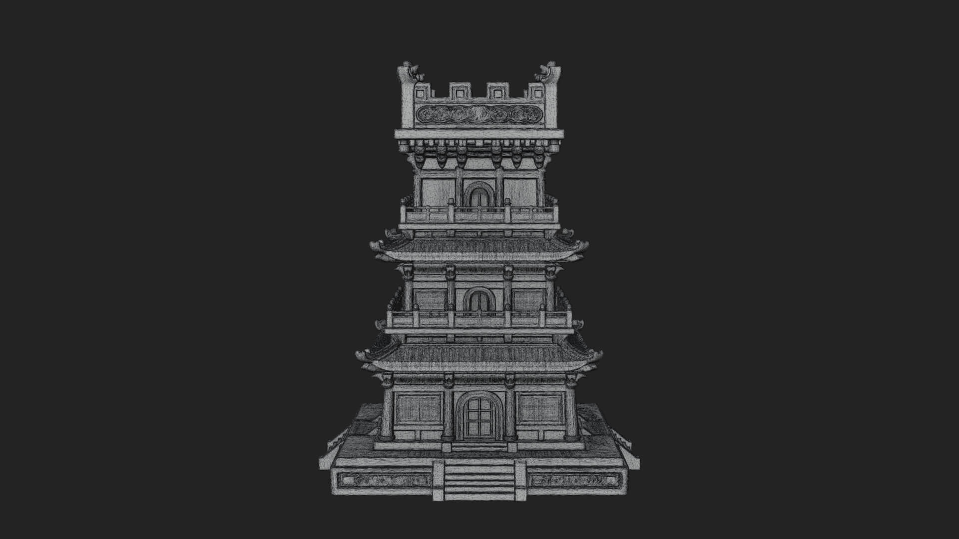 Tiered Pagoda Hall Temple Design 35 3D Print Model 3D Model
