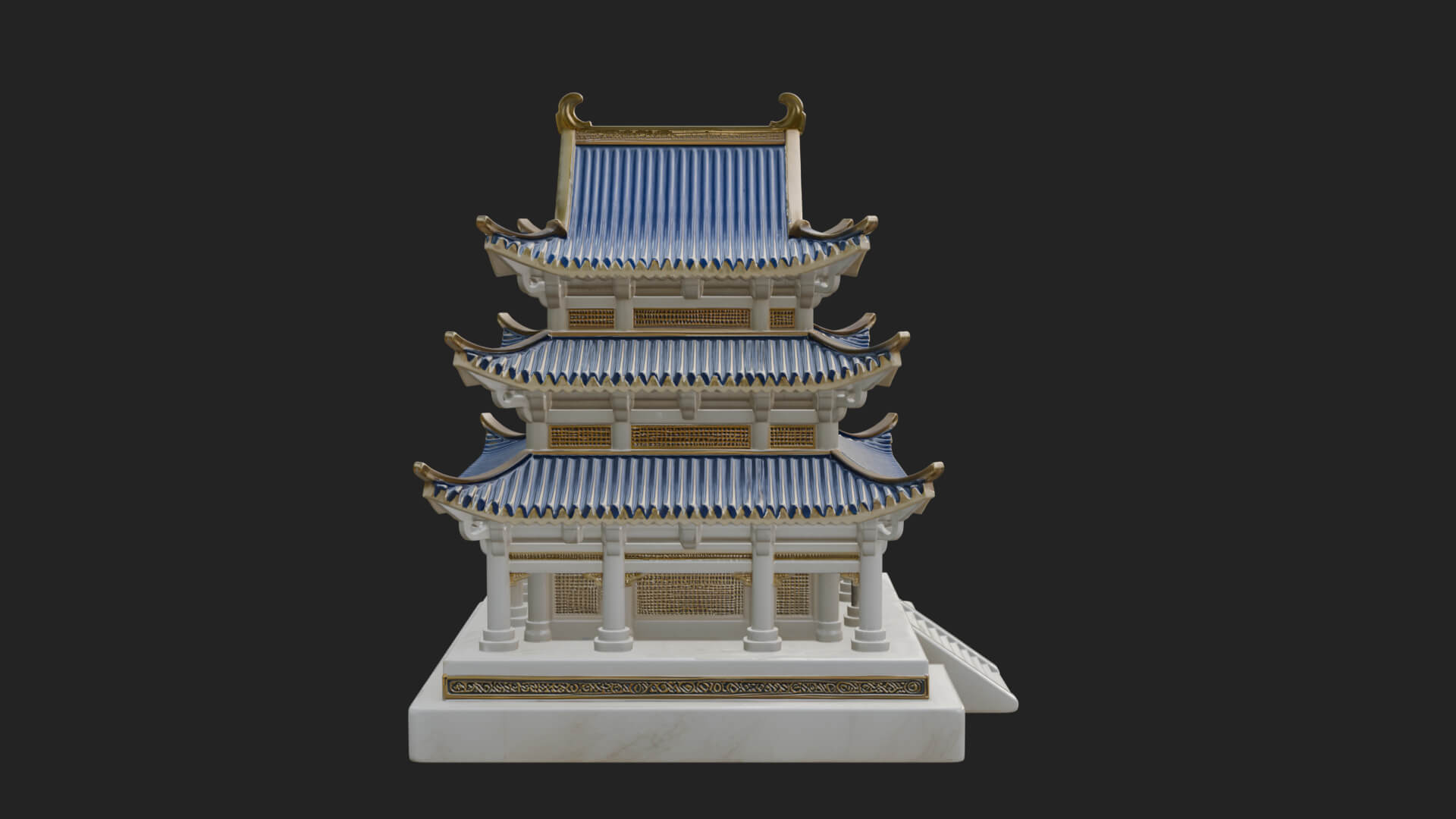 Tiered Pagoda Hall Temple Design 36 3D Print Model 3D Model