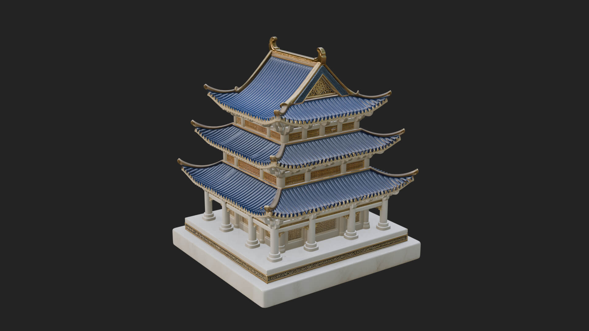 Tiered Pagoda Hall Temple Design 36 3D Print Model 3D Model