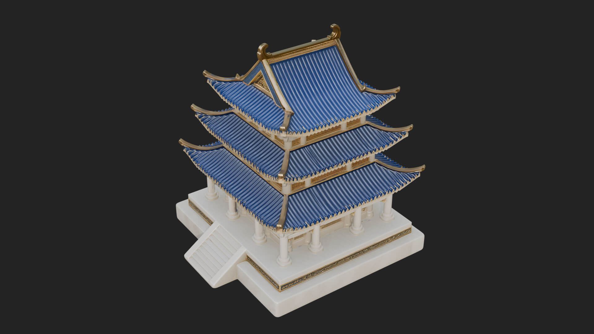 Tiered Pagoda Hall Temple Design 36 3D Print Model 3D Model