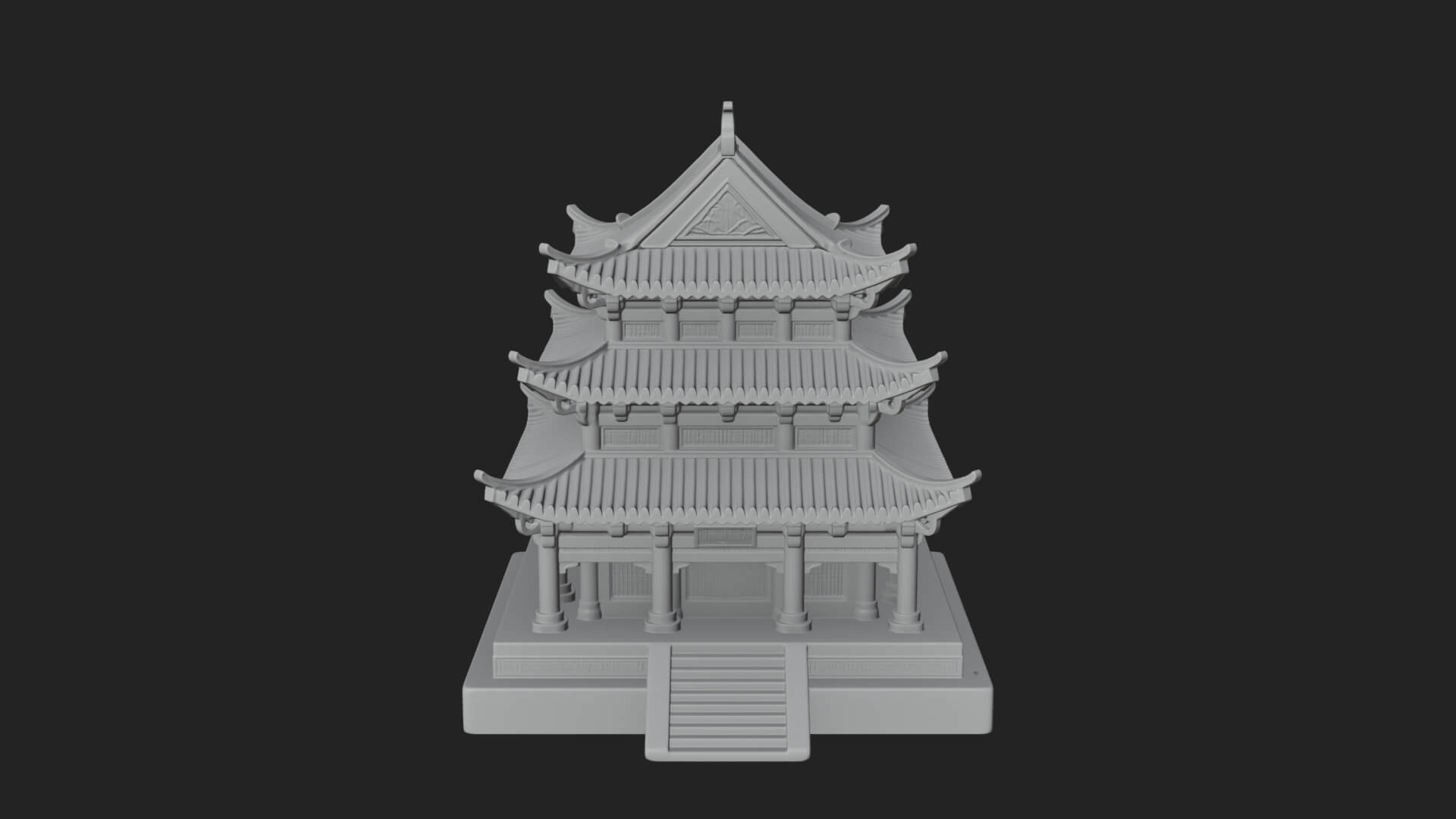 Tiered Pagoda Hall Temple Design 36 3D Print Model 3D Model
