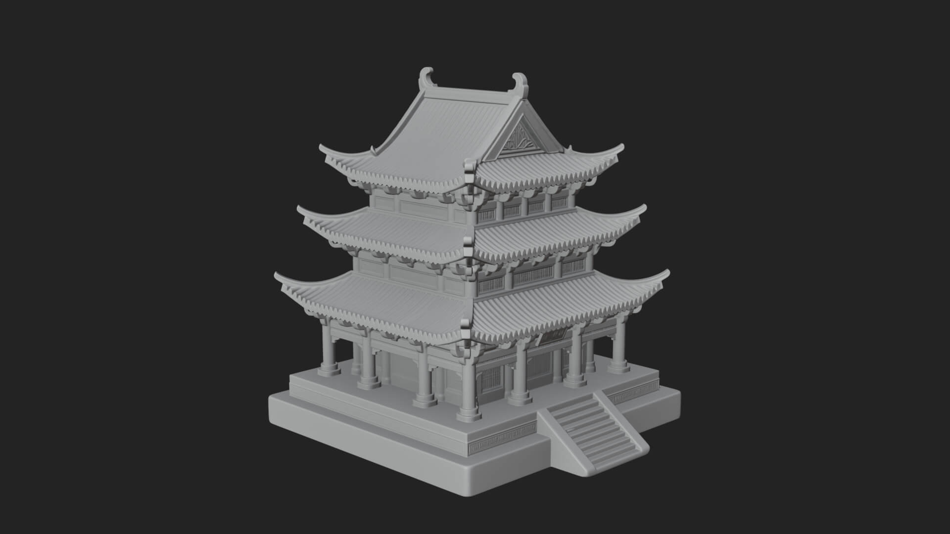 Tiered Pagoda Hall Temple Design 36 3D Print Model 3D Model