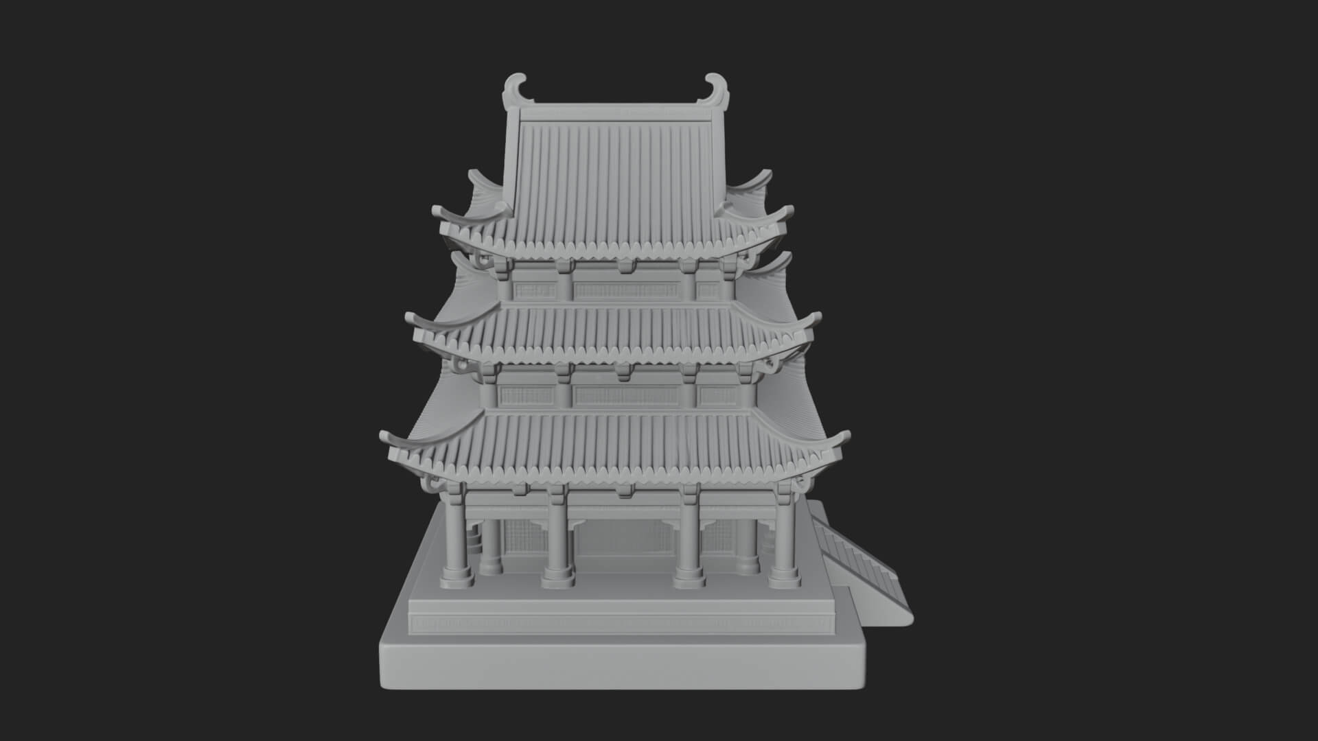 Tiered Pagoda Hall Temple Design 36 3D Print Model 3D Model