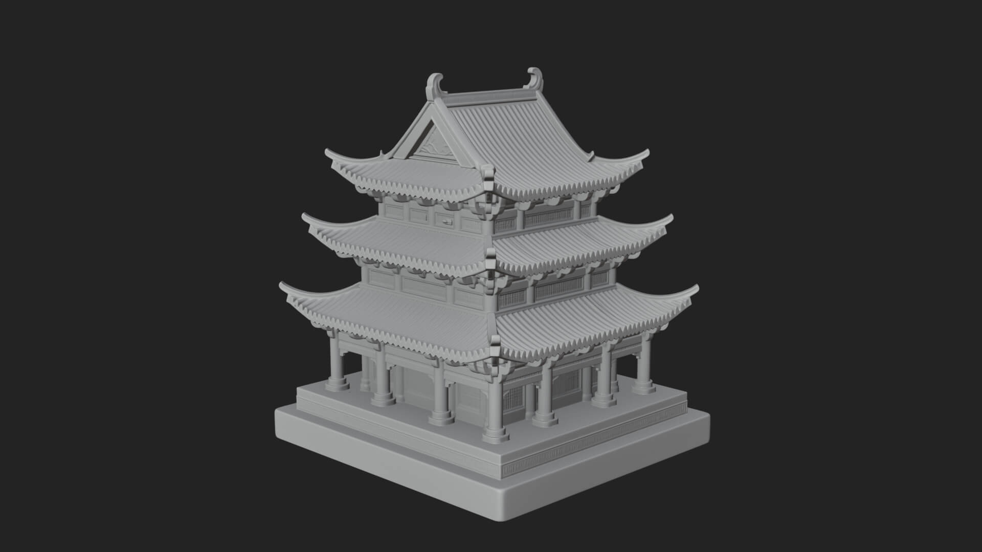 Tiered Pagoda Hall Temple Design 36 3D Print Model 3D Model
