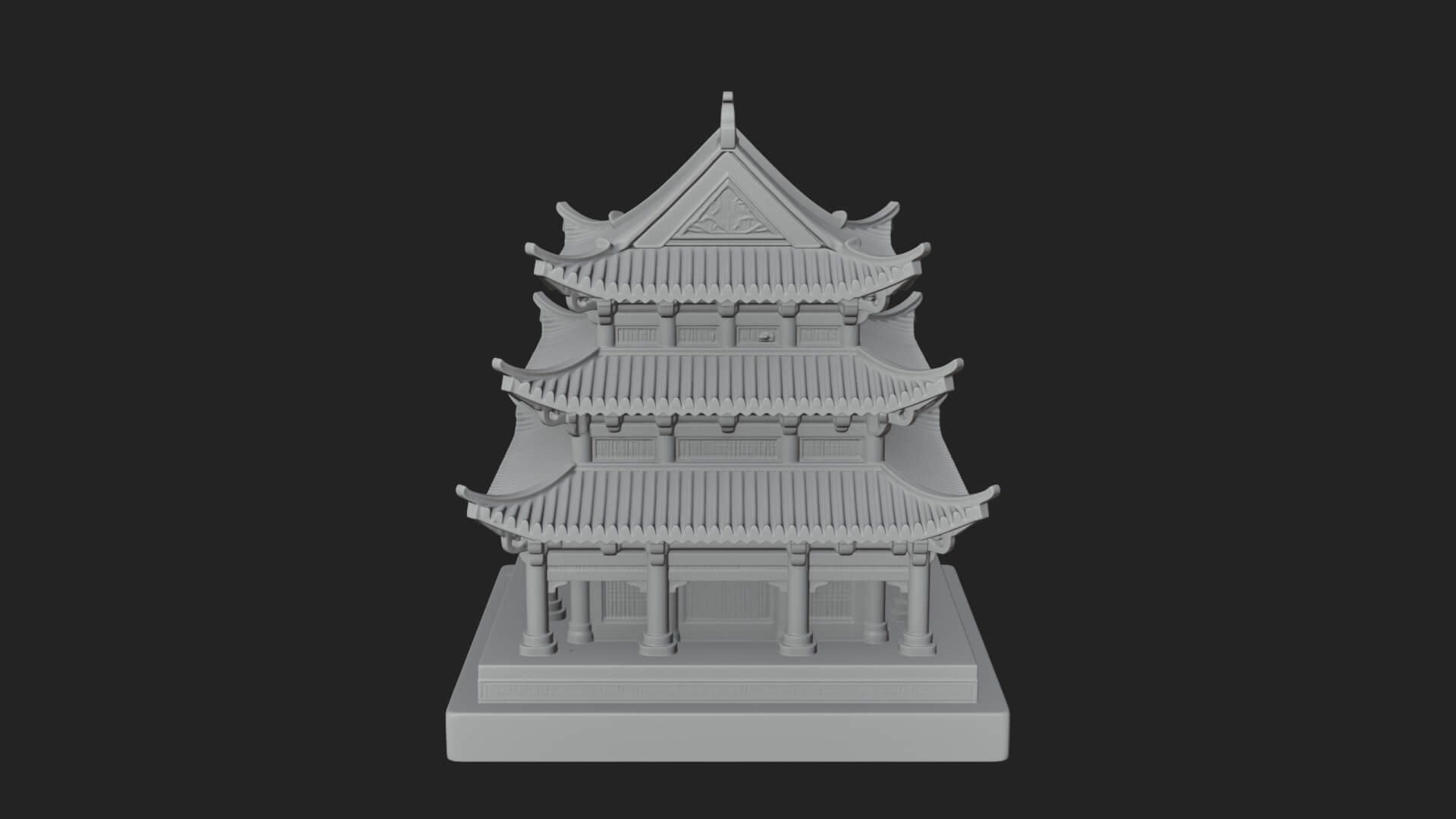 Tiered Pagoda Hall Temple Design 36 3D Print Model 3D Model