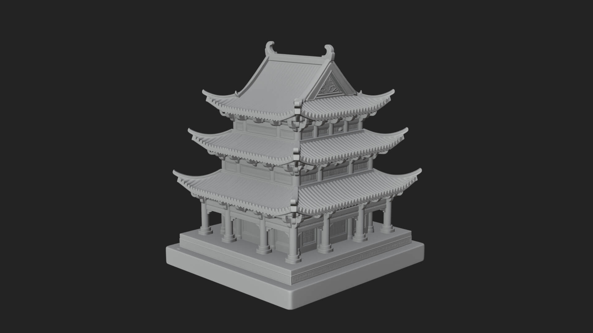 Tiered Pagoda Hall Temple Design 36 3D Print Model 3D Model