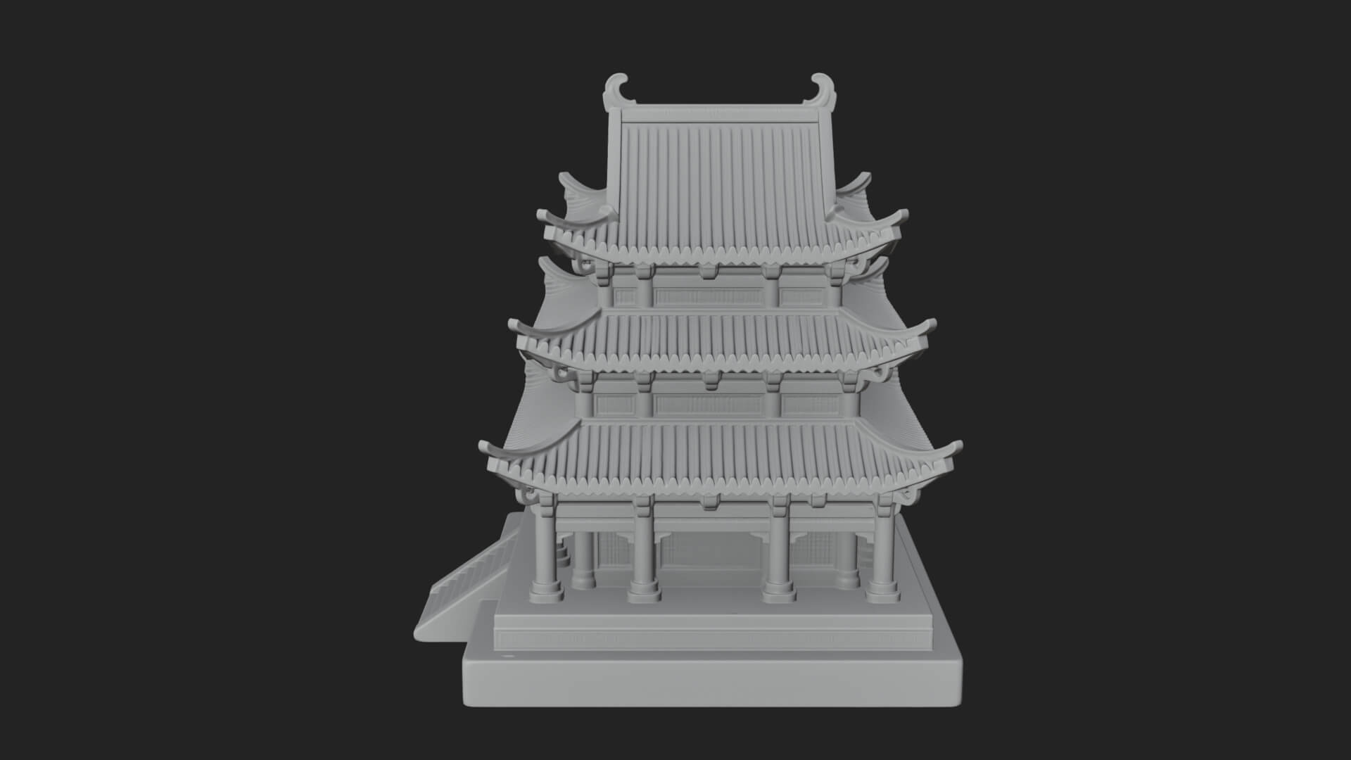 Tiered Pagoda Hall Temple Design 36 3D Print Model 3D Model
