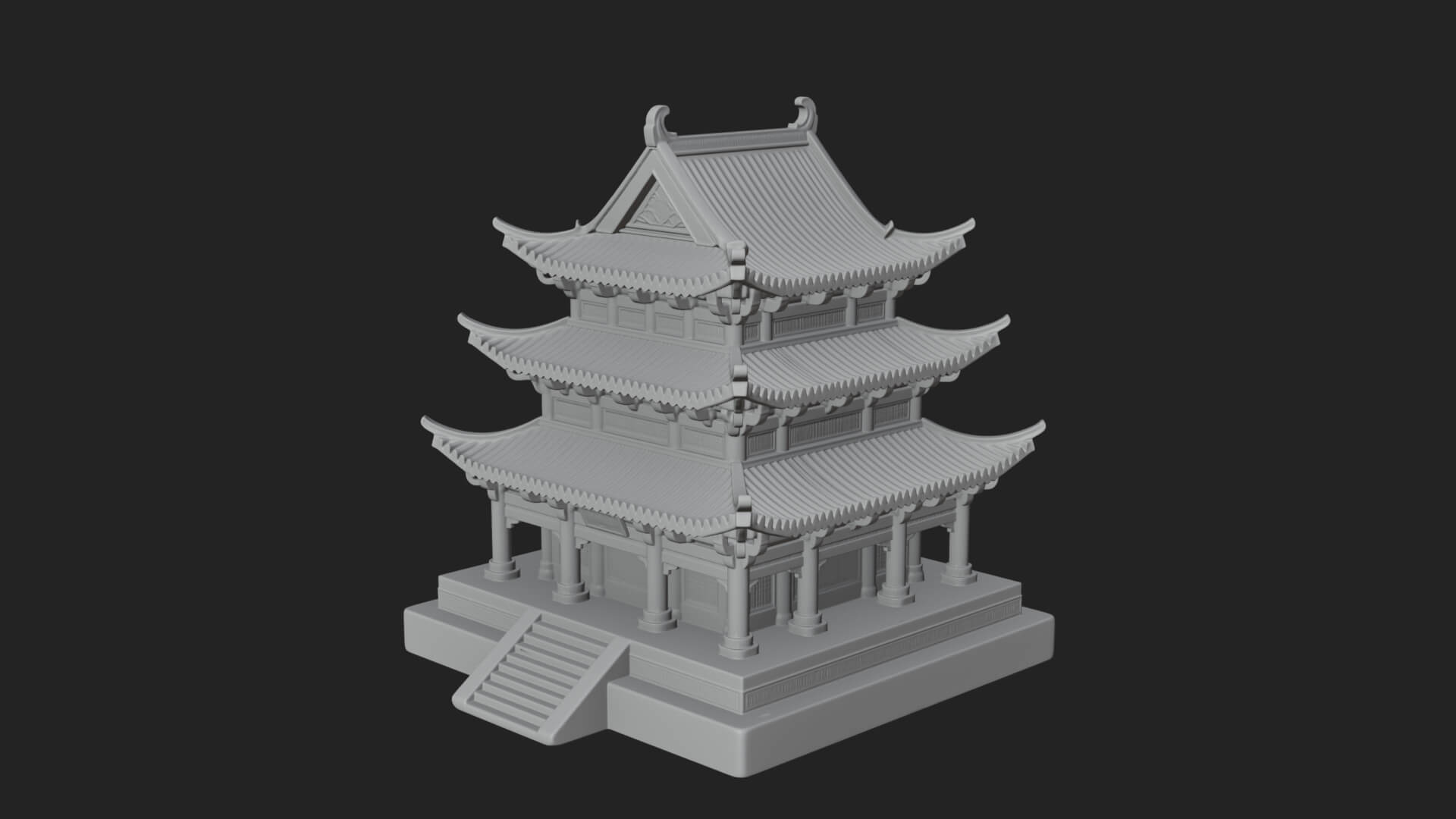 Tiered Pagoda Hall Temple Design 36 3D Print Model 3D Model