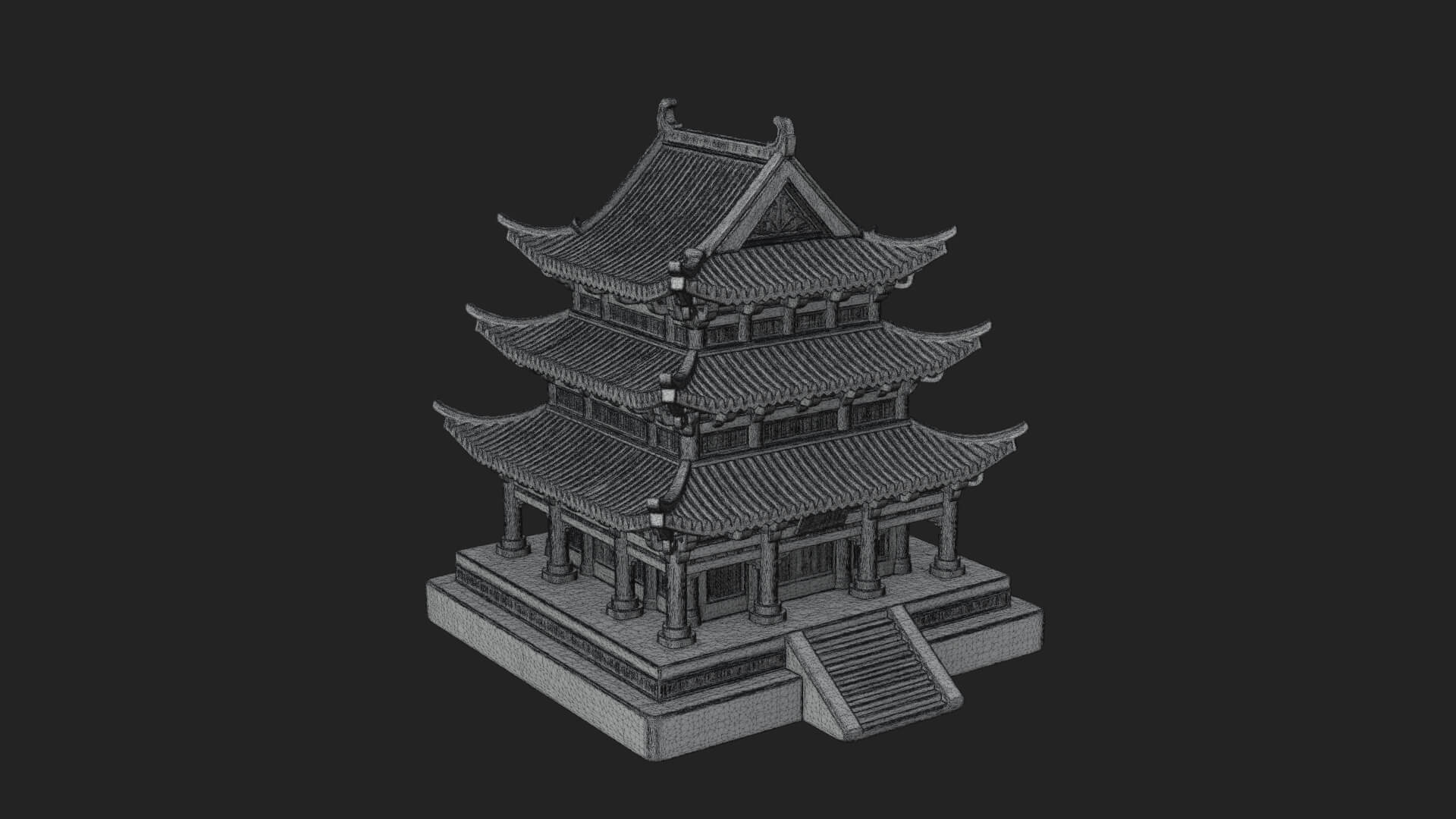 Tiered Pagoda Hall Temple Design 36 3D Print Model 3D Model