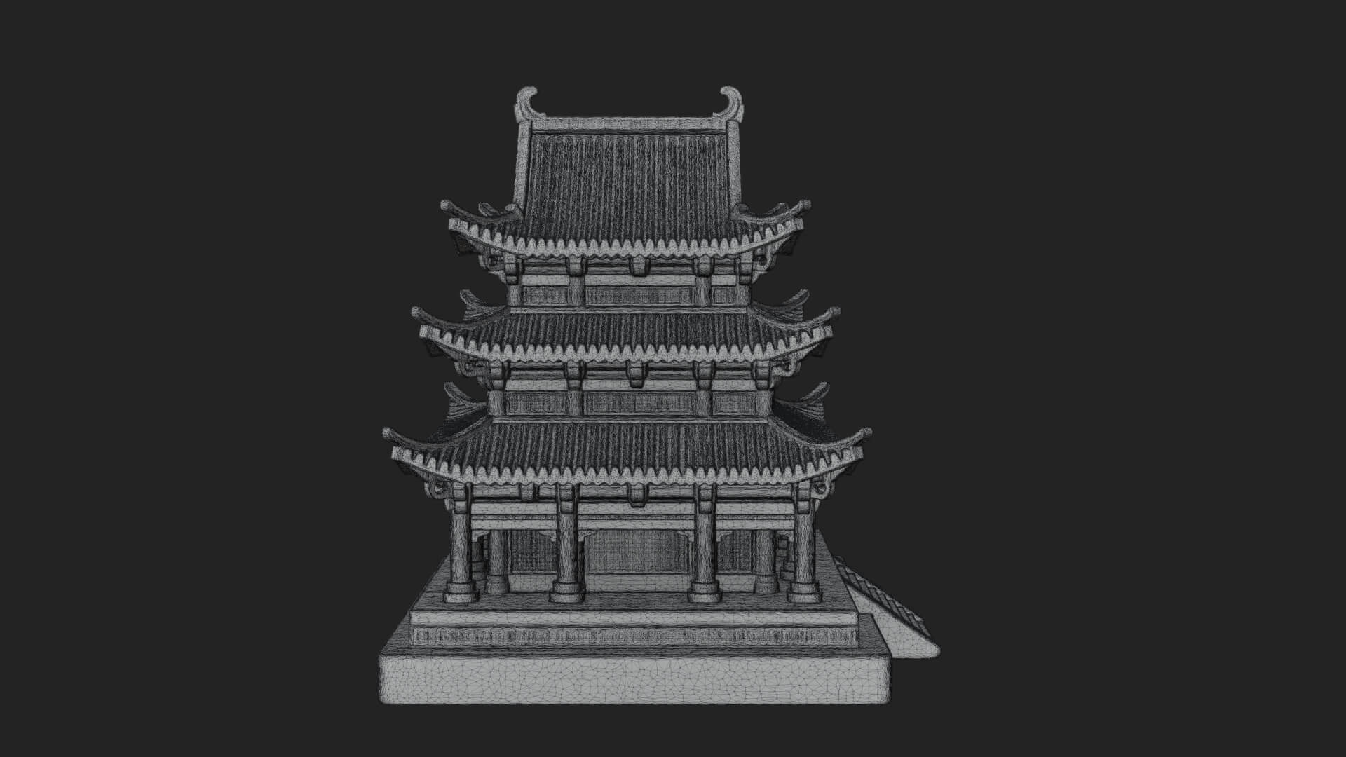Tiered Pagoda Hall Temple Design 36 3D Print Model 3D Model