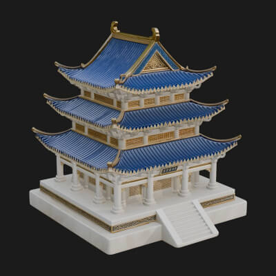 Tiered Pagoda Hall Temple Design 36 3D Print Model