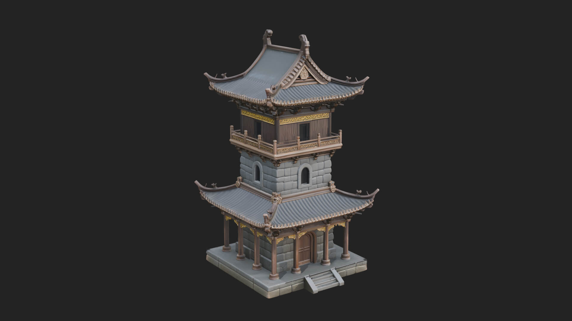 Tiered Pagoda Hall Temple Design 37 3D Print Model 3D Model
