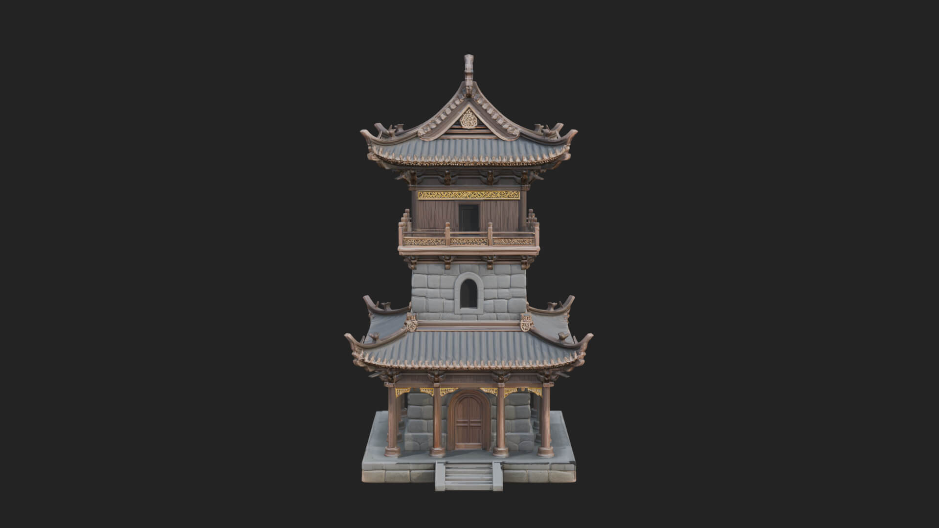 Tiered Pagoda Hall Temple Design 37 3D Print Model 3D Model