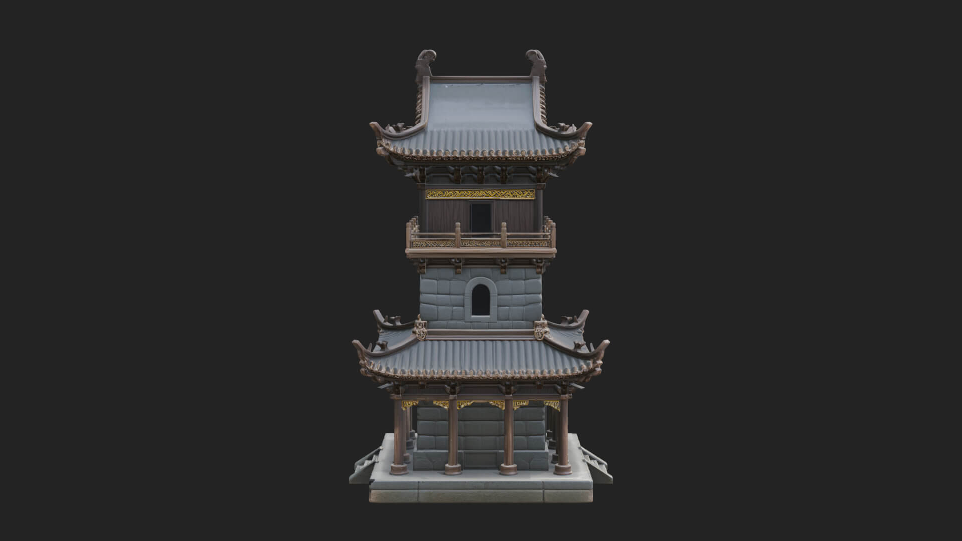 Tiered Pagoda Hall Temple Design 37 3D Print Model 3D Model