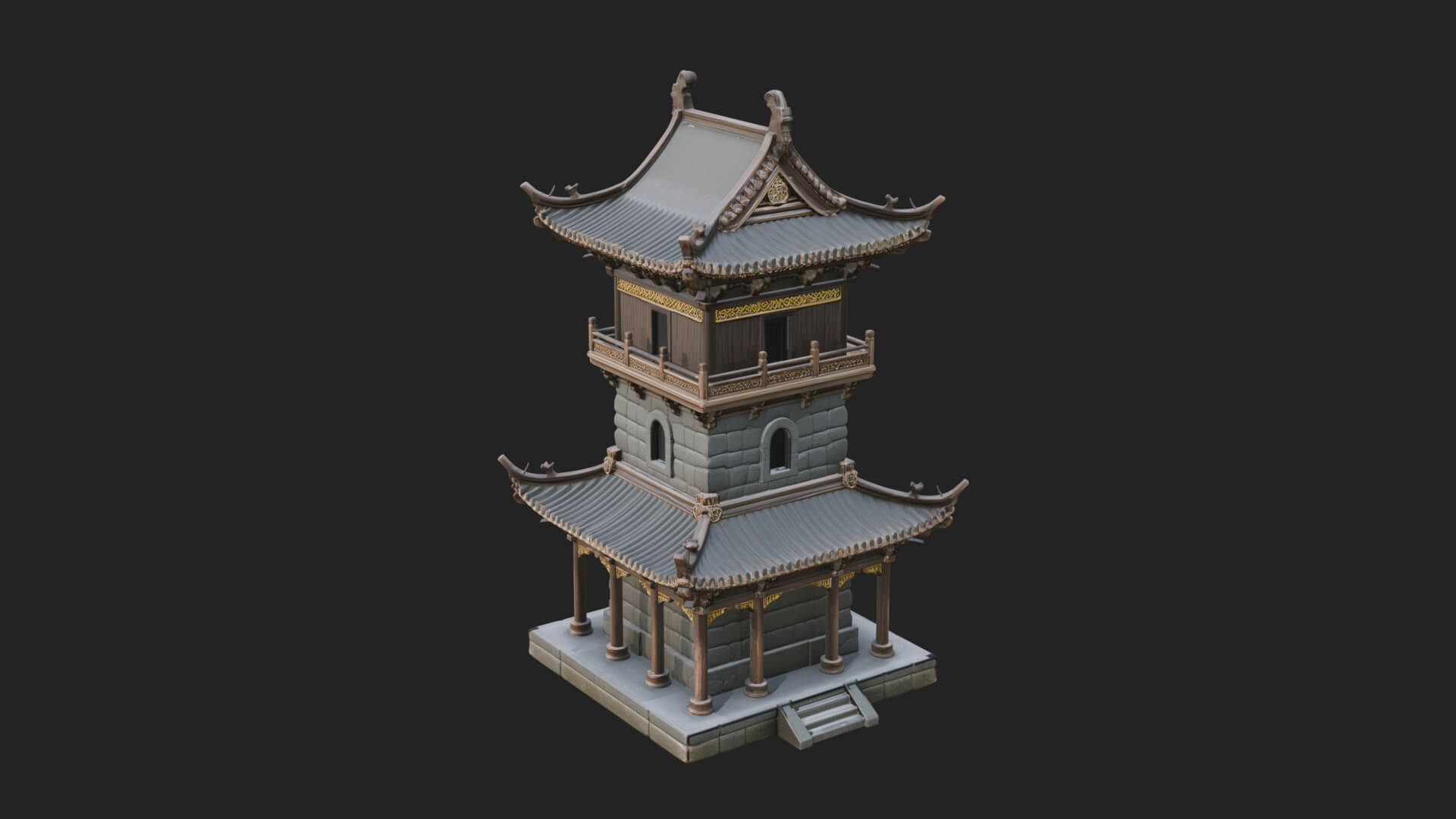 Tiered Pagoda Hall Temple Design 37 3D Print Model 3D Model