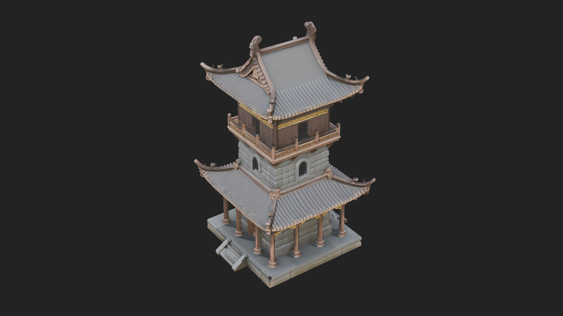 Tiered Pagoda Hall Temple Design 37 3D Print Model 3D Model