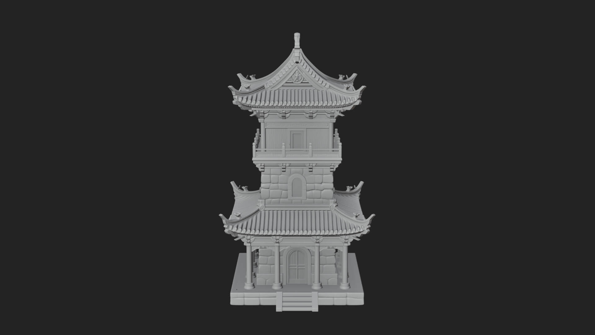 Tiered Pagoda Hall Temple Design 37 3D Print Model 3D Model