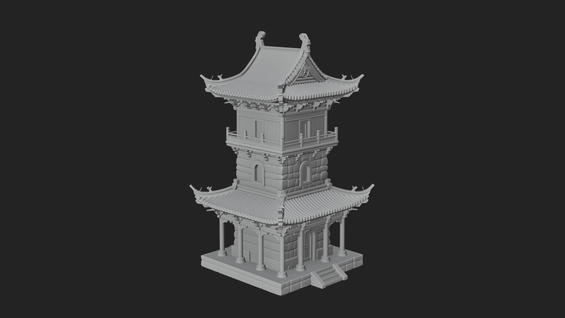 Tiered Pagoda Hall Temple Design 37 3D Print Model 3D Model