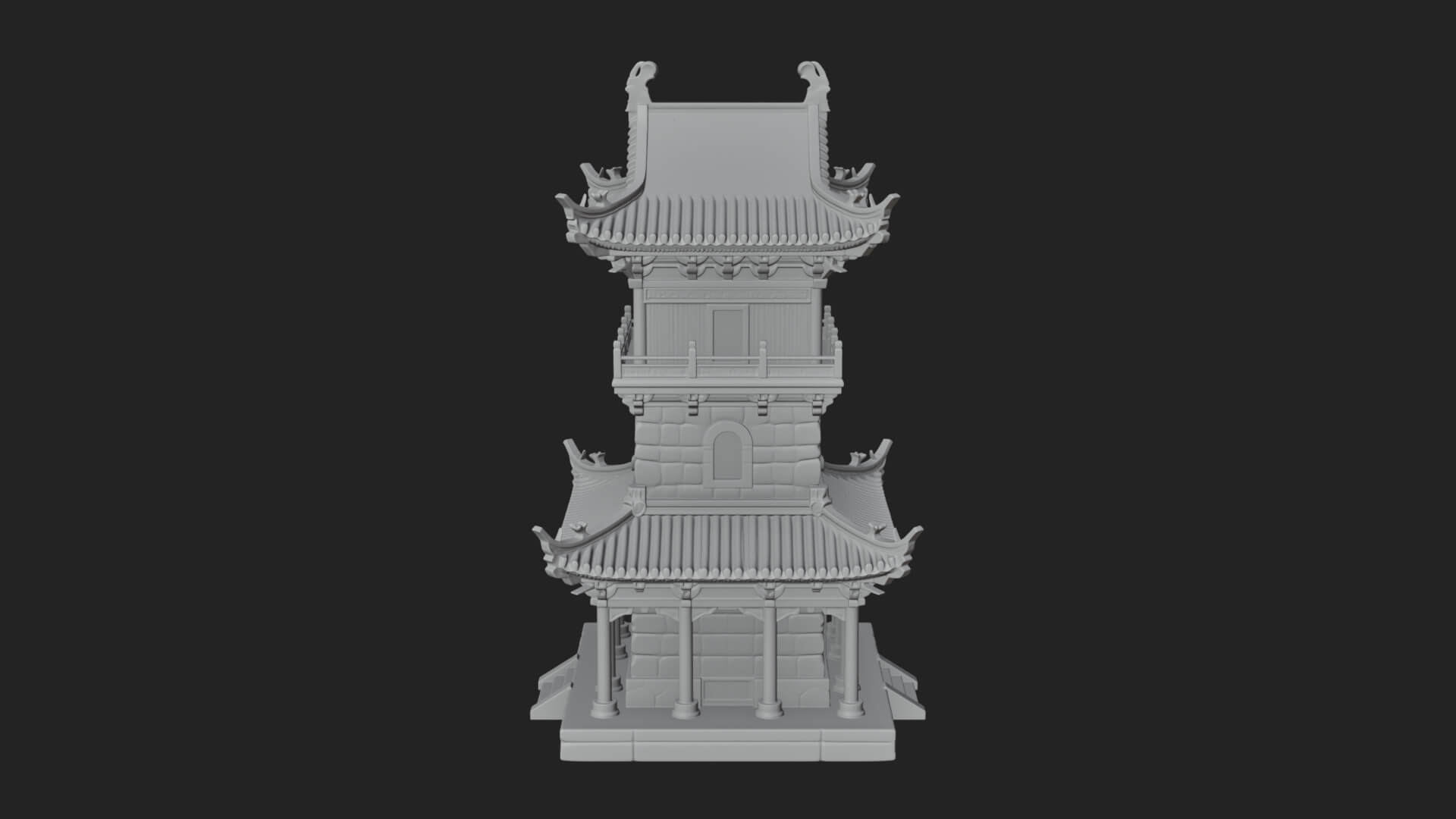 Tiered Pagoda Hall Temple Design 37 3D Print Model 3D Model