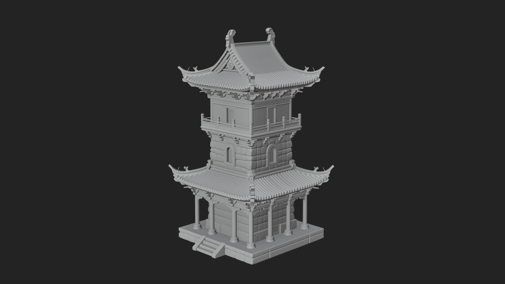 Tiered Pagoda Hall Temple Design 37 3D Print Model 3D Model