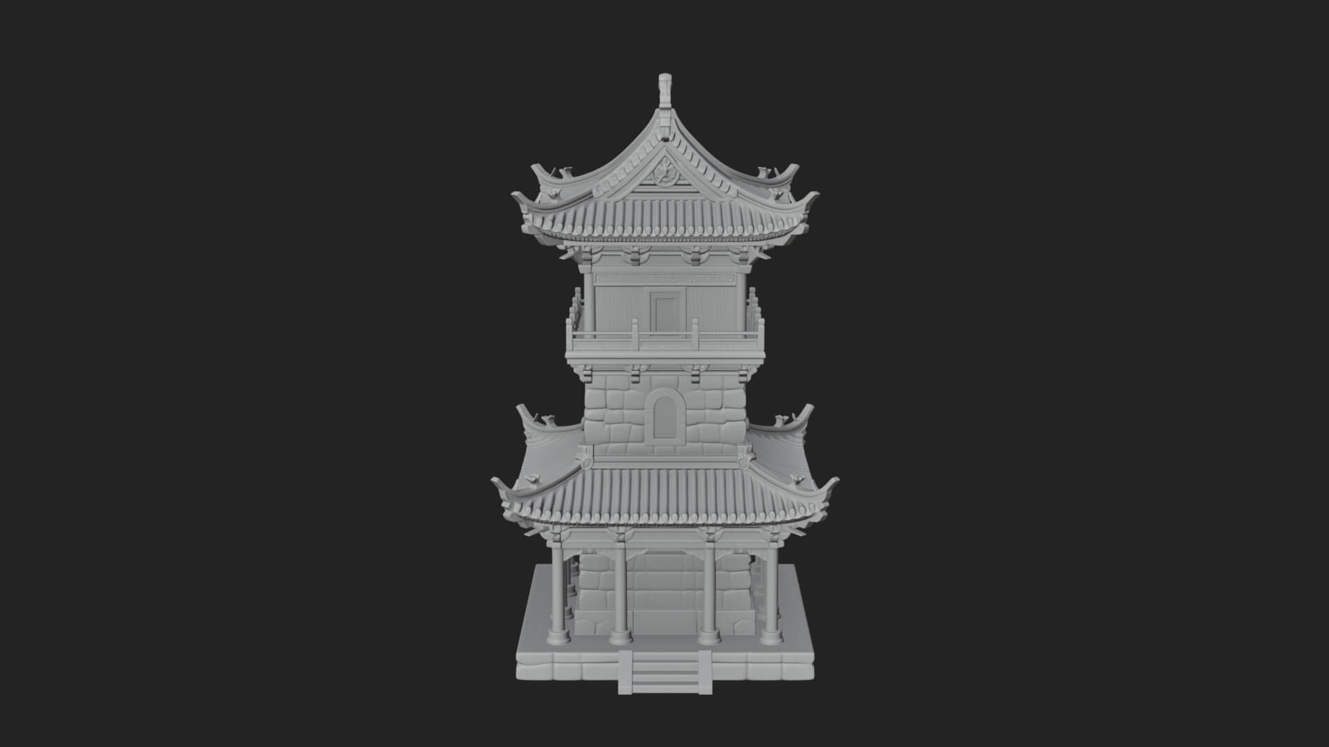 Tiered Pagoda Hall Temple Design 37 3D Print Model 3D Model