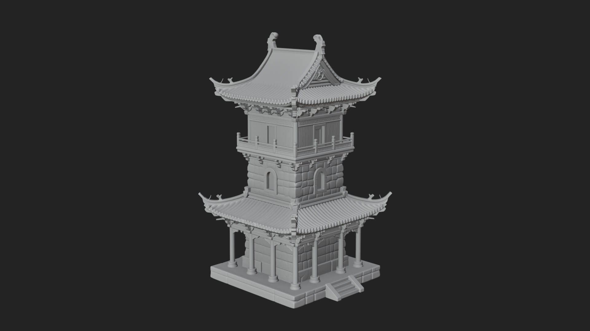 Tiered Pagoda Hall Temple Design 37 3D Print Model 3D Model