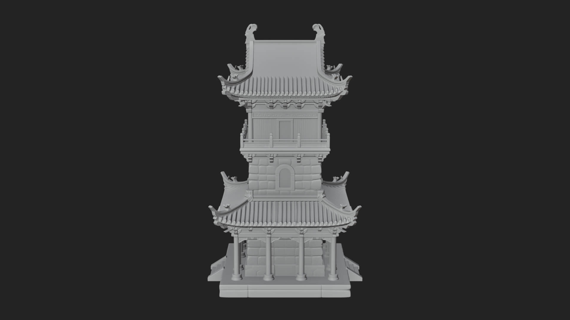 Tiered Pagoda Hall Temple Design 37 3D Print Model 3D Model