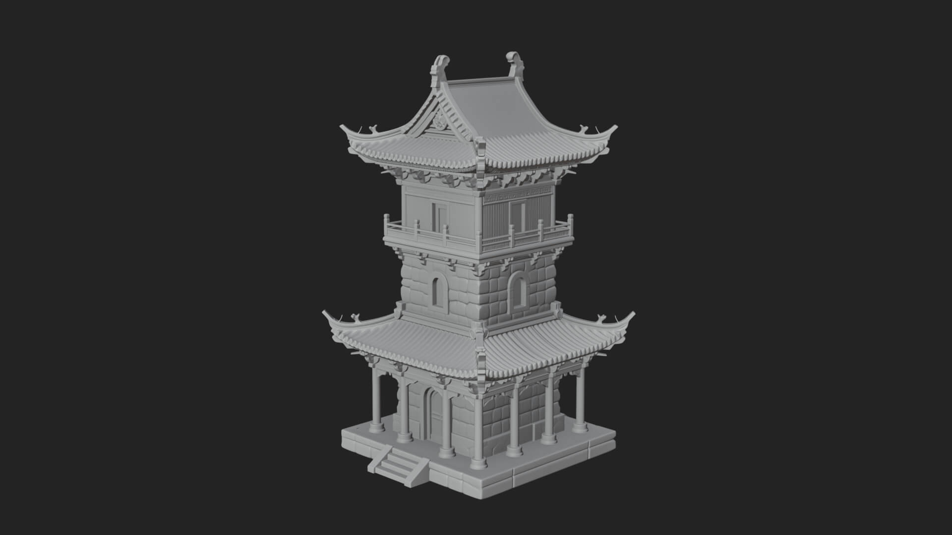 Tiered Pagoda Hall Temple Design 37 3D Print Model 3D Model